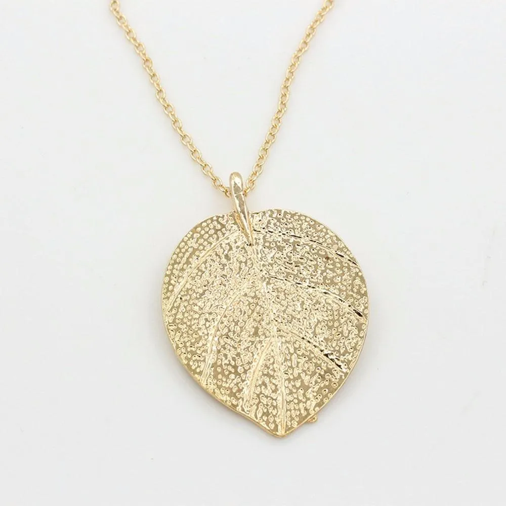 Hot Selling Necklaces - Gold Color Chain Leaf Design Pendant Necklace for Women Jewelry