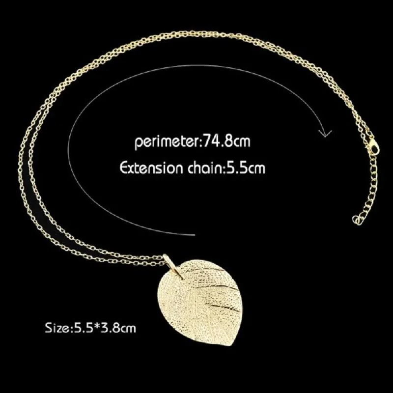 Hot Selling Necklaces - Gold Color Chain Leaf Design Pendant Necklace for Women Jewelry