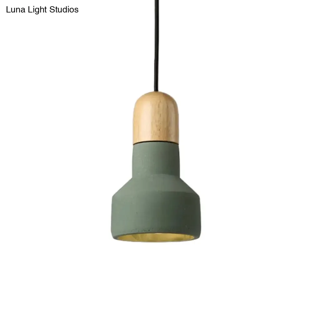 Industrial Style Cement Pendant Light - Barn Bulb, Gray/Green/Red, Hanging Cord