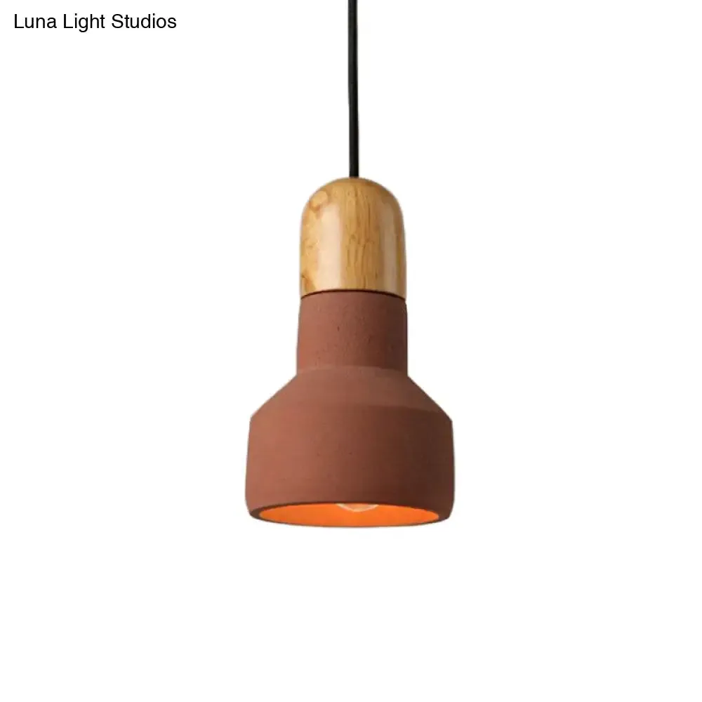 Industrial Style Cement Pendant Light - Barn Bulb, Gray/Green/Red, Hanging Cord