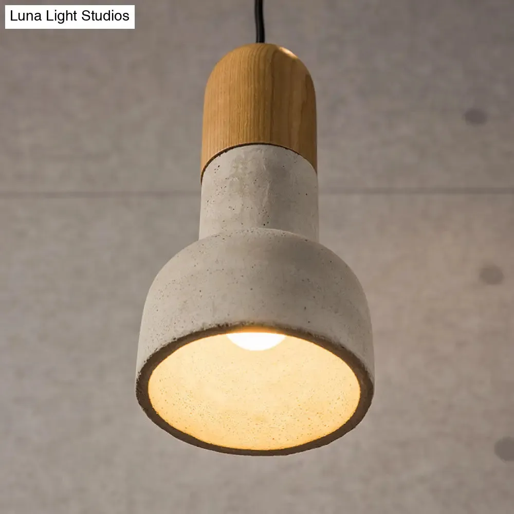 Industrial Style Cement Pendant Light - Barn Bulb, Gray/Green/Red, Hanging Cord