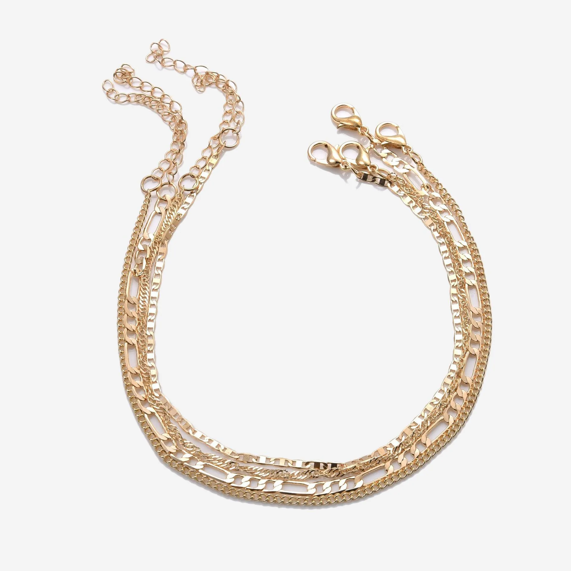 Into The Layer Multi Layered Figaro Chain Anklet