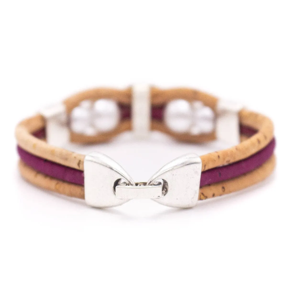Intricate printed resin beads- Cork handmade Original bracelet  BR-476-MIX-6
