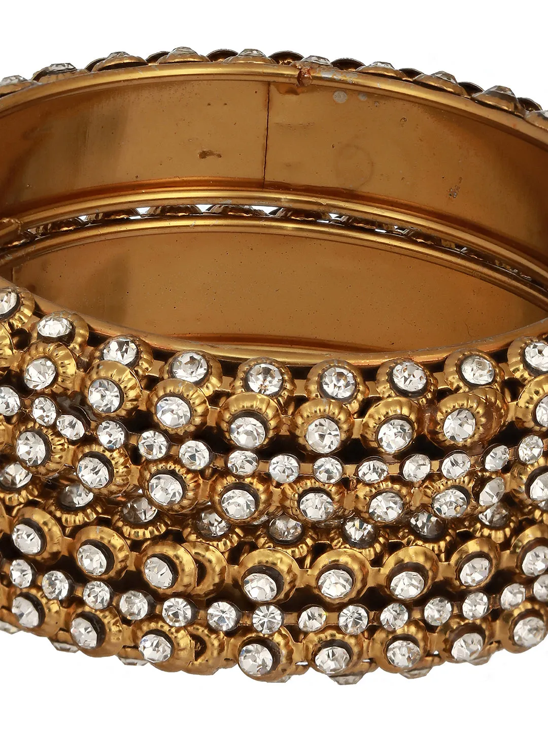 Jazz And Sizzle Set Of 2 Gold-Plated Cz-Studded Bangles