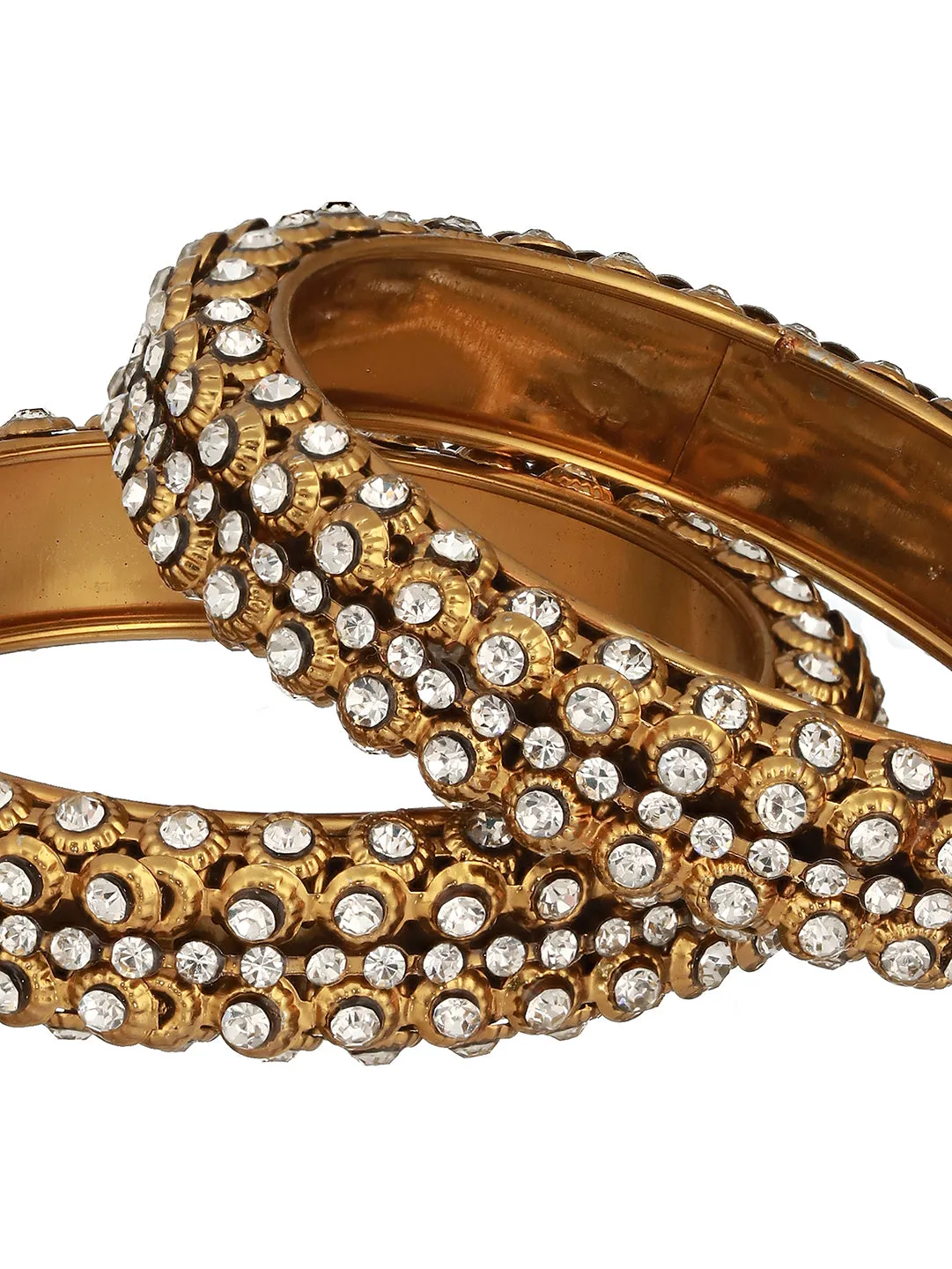 Jazz And Sizzle Set Of 2 Gold-Plated Cz-Studded Bangles