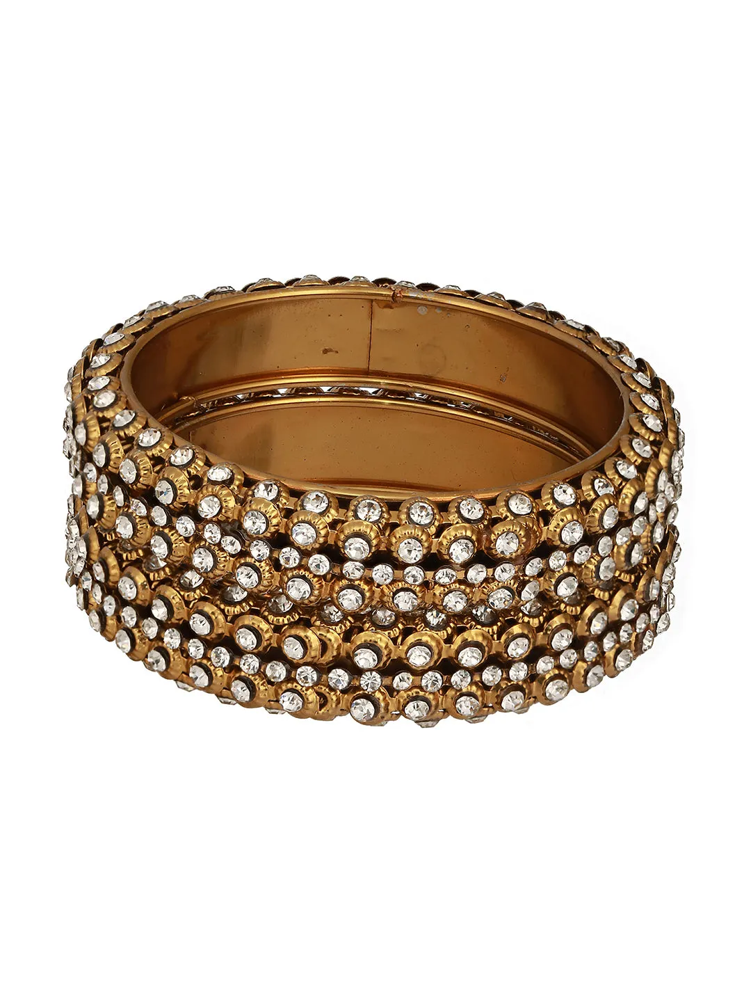 Jazz And Sizzle Set Of 2 Gold-Plated Cz-Studded Bangles