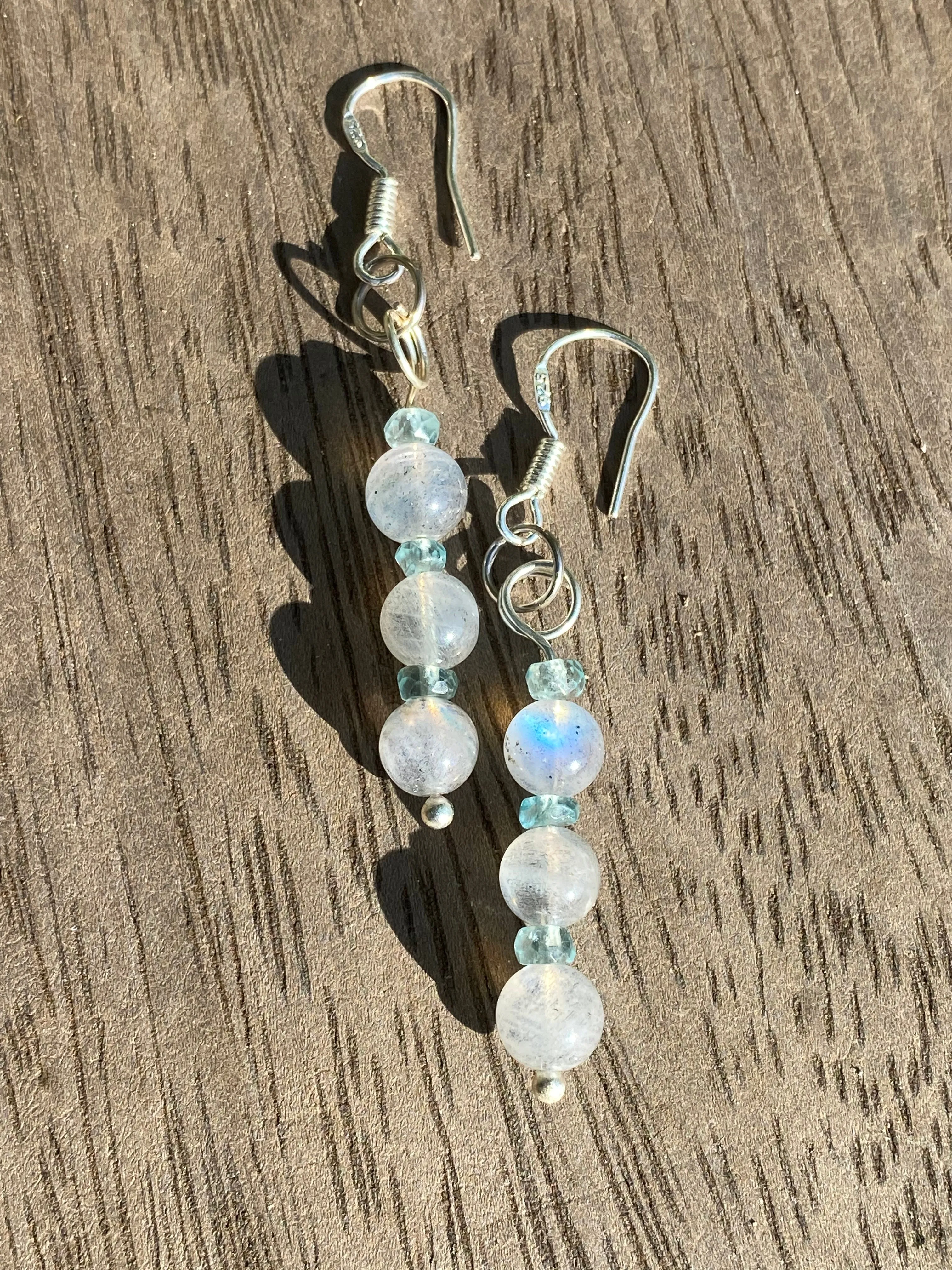 Labradorite and Aquamarine Bead Earrings