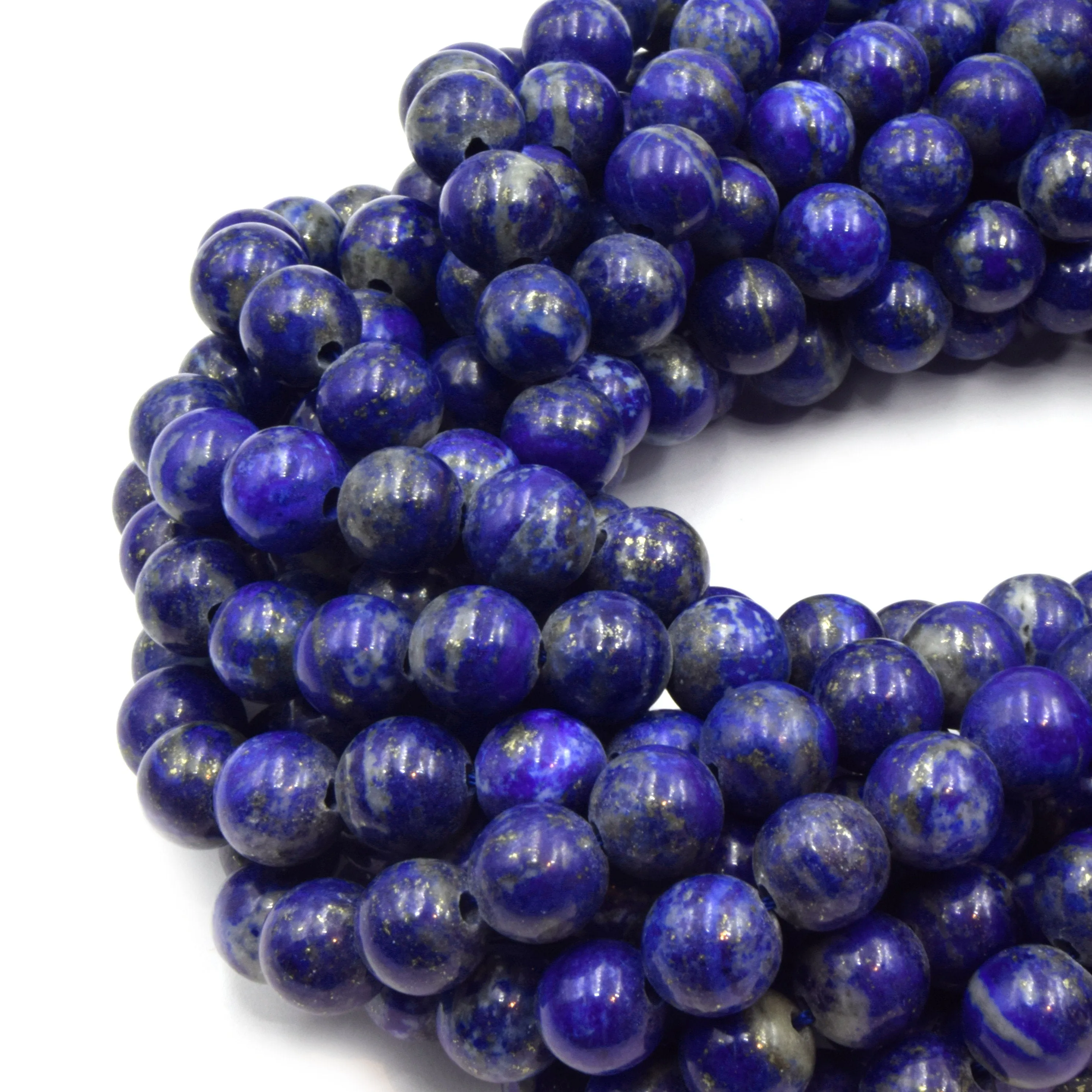 Large Hole Lapis Lazuli Beads | Lapis Smooth Round Shaped Beads with 2mm Holes | 7.5" Strand | 8mm 10mm Available | Loose Beads