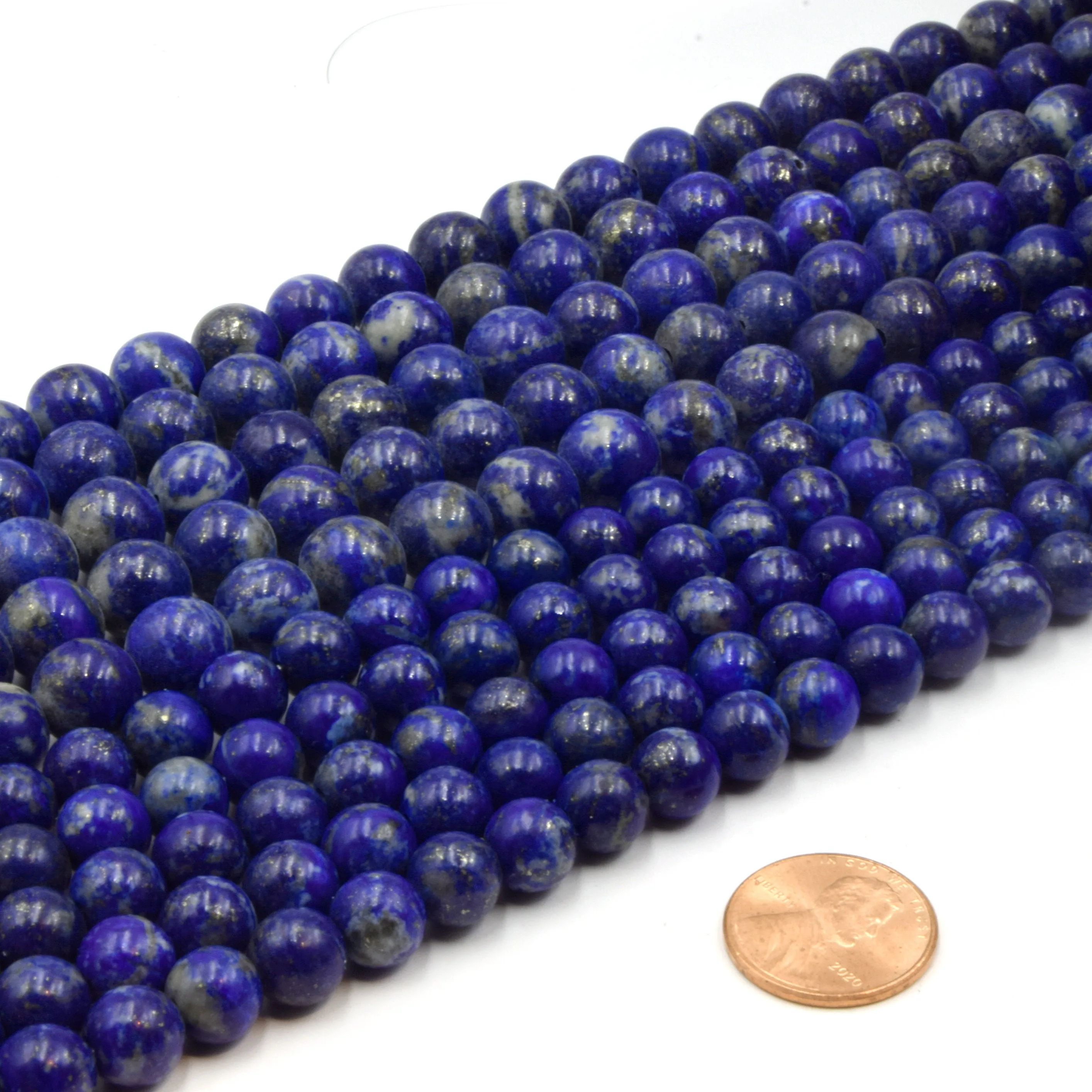 Large Hole Lapis Lazuli Beads | Lapis Smooth Round Shaped Beads with 2mm Holes | 7.5" Strand | 8mm 10mm Available | Loose Beads