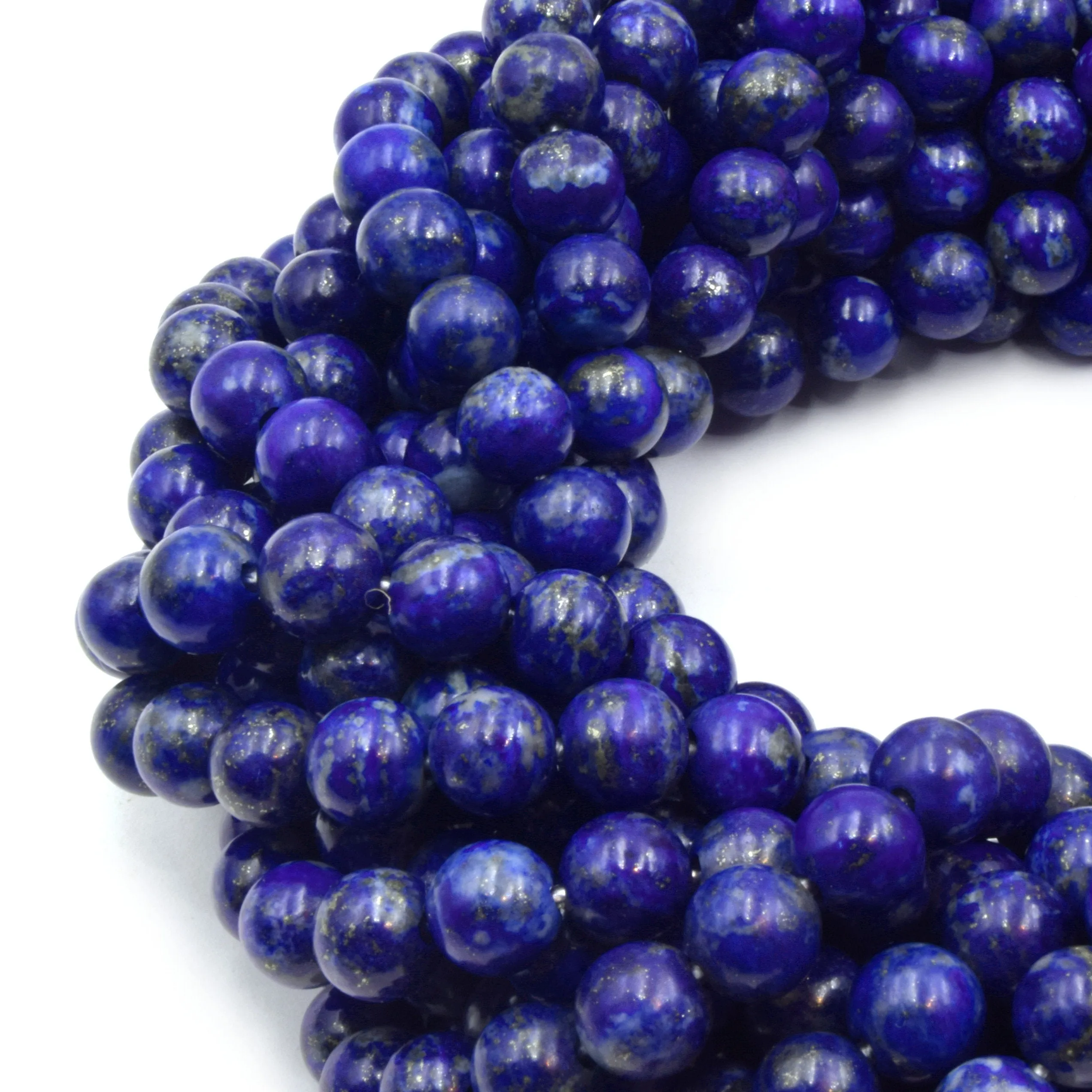 Large Hole Lapis Lazuli Beads | Lapis Smooth Round Shaped Beads with 2mm Holes | 7.5" Strand | 8mm 10mm Available | Loose Beads