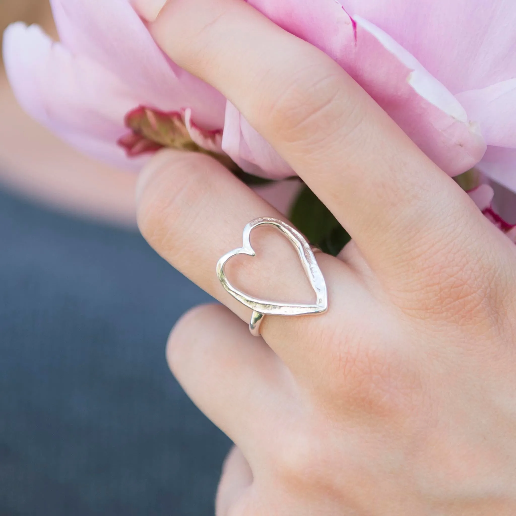 Large Open Heart Ring