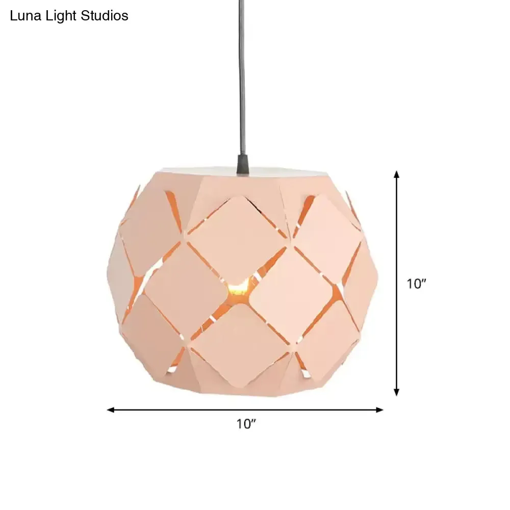 Laser-Cut Pink Metal Pendant Lamp: Minimalist 1-Light for Living Room