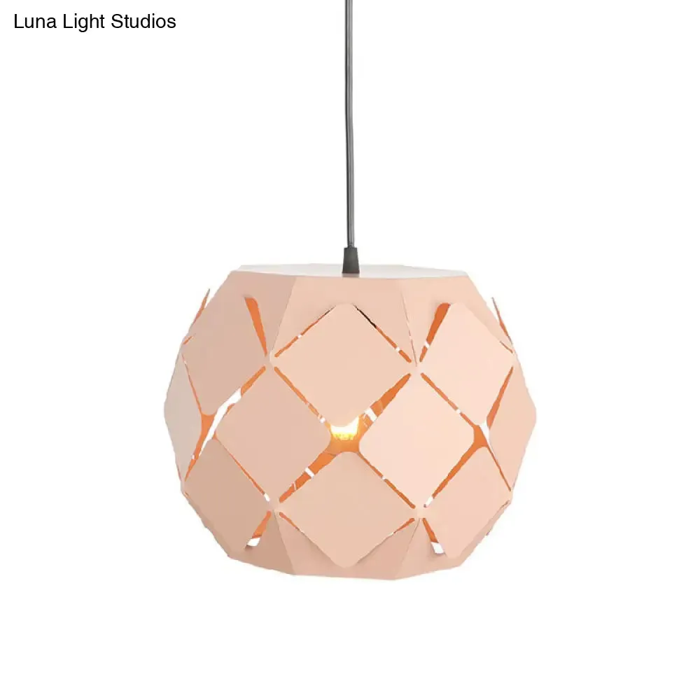 Laser-Cut Pink Metal Pendant Lamp: Minimalist 1-Light for Living Room