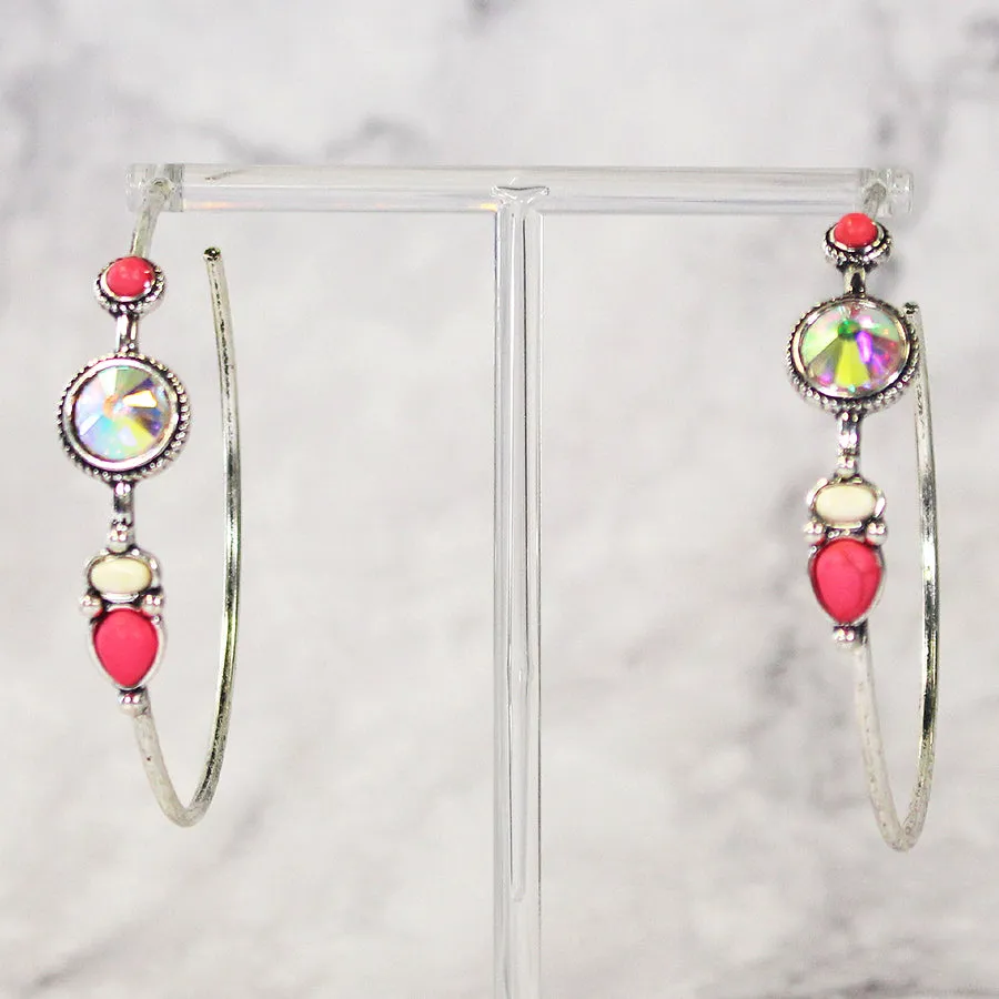 Last Call Dazzling Stone Hoop Earrings