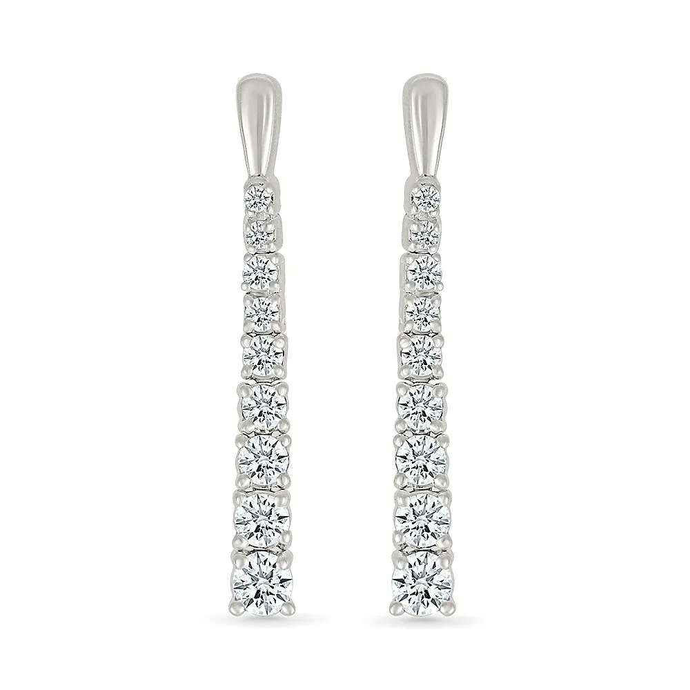 Long Dazzling Diamond Earrings