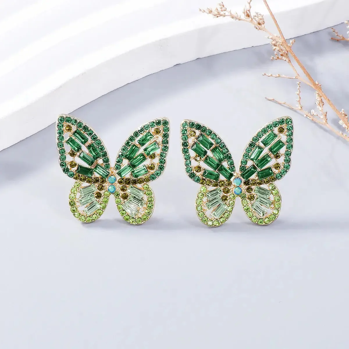LOVCIA Dazzling Butterfly Rhinestone Alloy Earrings for Women