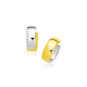 LOVCIA Luxury Dazzling 14k Yellow and White Gold Huggy Hoop Earrings