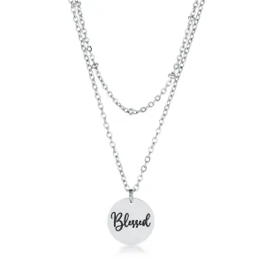 LOVCIA Stylish Silver Blessed Pendant Necklace with Saturn Chain Details