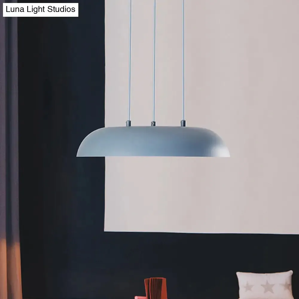 Macaron Single Iron Pendant Lamp with Disc Bottom - Pink/Blue/Green
