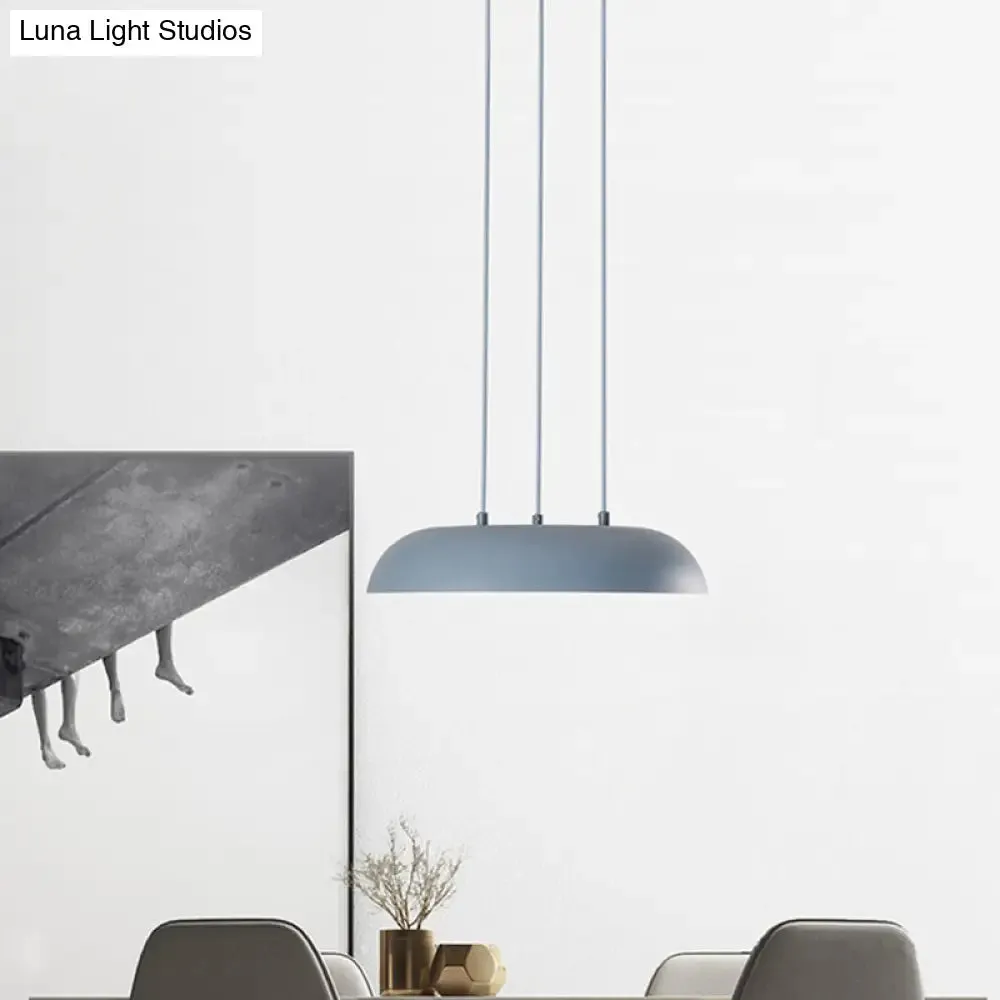 Macaron Single Iron Pendant Lamp with Disc Bottom - Pink/Blue/Green
