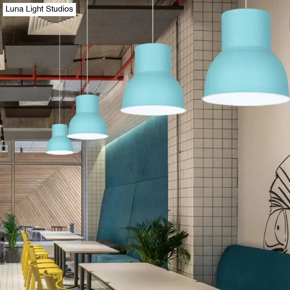 Minimalist Metal Dome Pendant Light with Blue/Green Shade - 10"/14"/15" Width