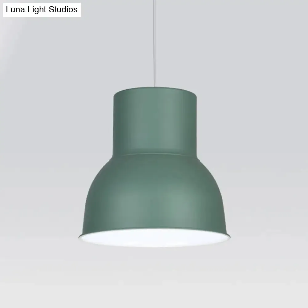 Minimalist Metal Dome Pendant Light with Blue/Green Shade - 10"/14"/15" Width