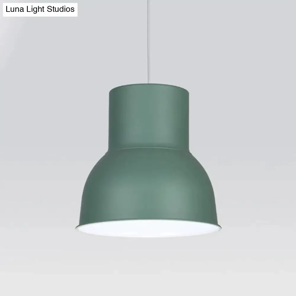 Minimalist Metal Dome Pendant Light with Blue/Green Shade - 10"/14"/15" Width