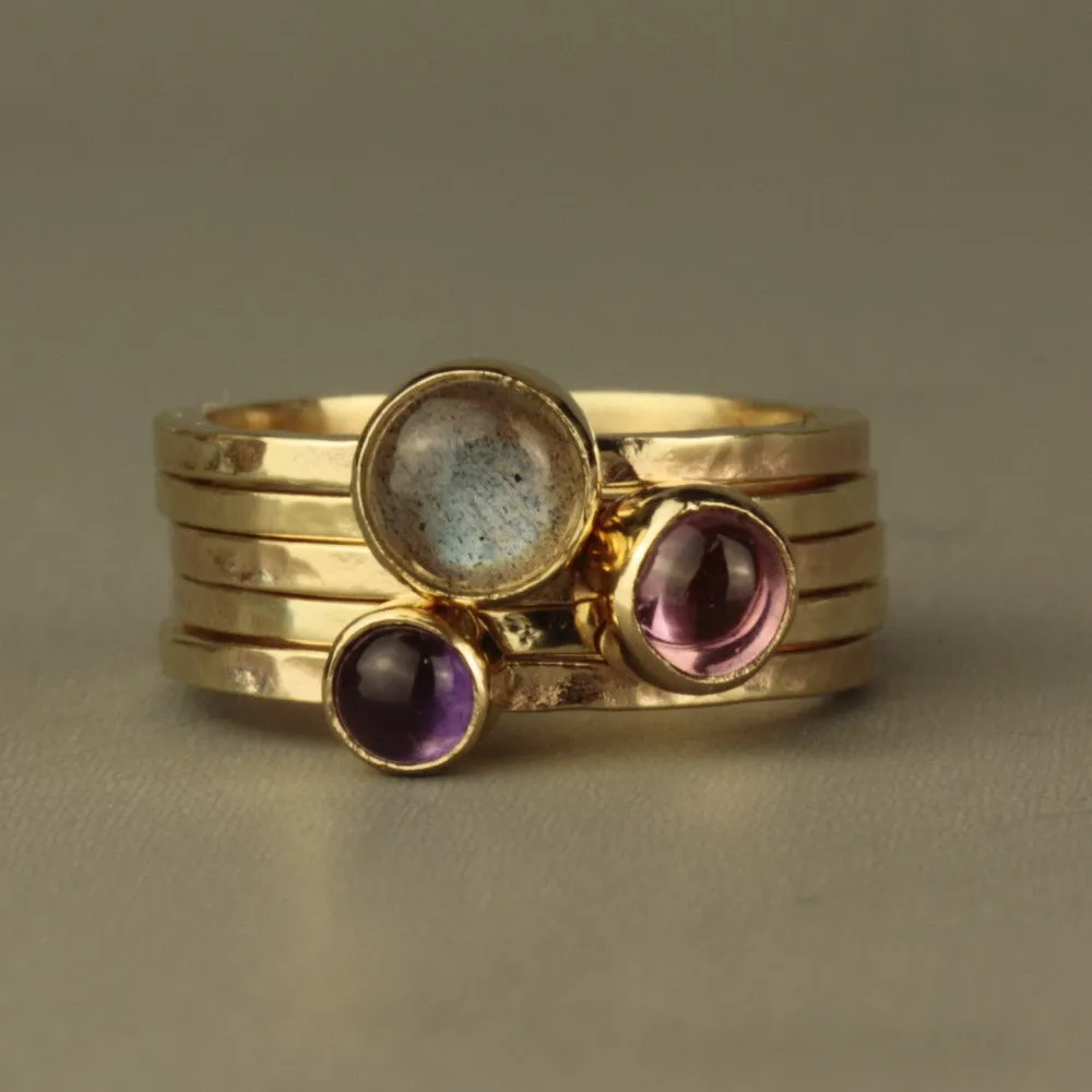 Mixed Metal Blossom Silver & Gold Stacking Rings