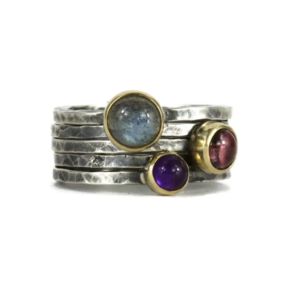 Mixed Metal Blossom Silver & Gold Stacking Rings