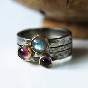Mixed Metal Blossom Silver & Gold Stacking Rings