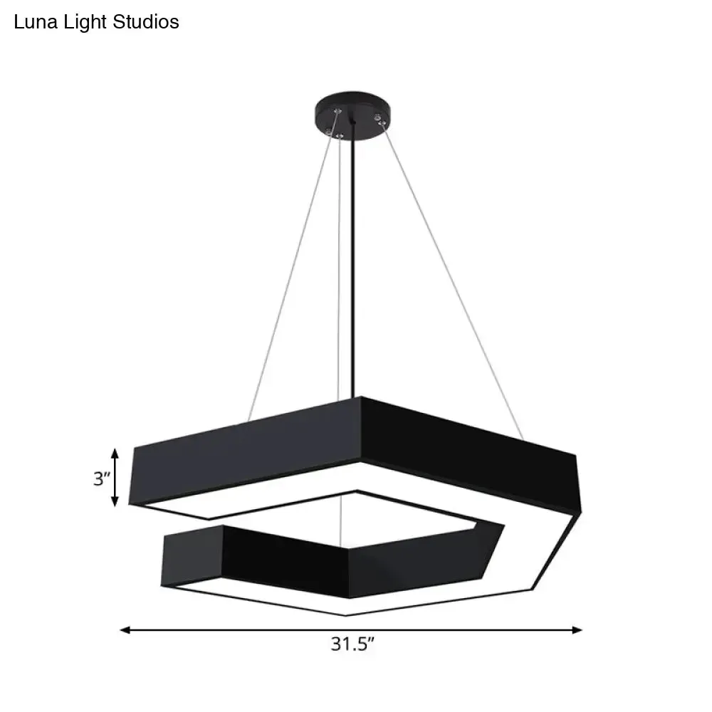 Modern Geometric LED Pendant Lamp for Office - Black Metal, Various Sizes