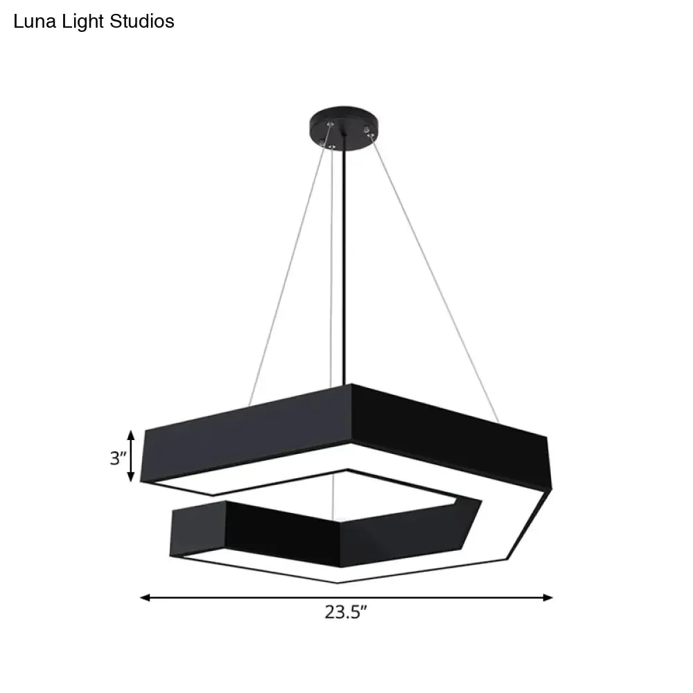 Modern Geometric LED Pendant Lamp for Office - Black Metal, Various Sizes