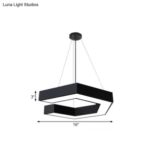 Modern Geometric LED Pendant Lamp for Office - Black Metal, Various Sizes