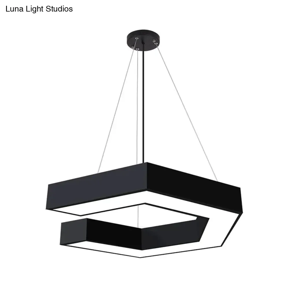 Modern Geometric LED Pendant Lamp for Office - Black Metal, Various Sizes