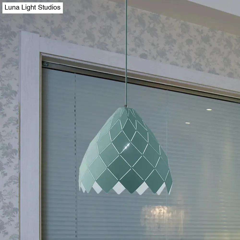 Modern Geometric Splicing Pendant Light - Nordic Metal, 1-Light Pink/Yellow/Green Hanging Fixture