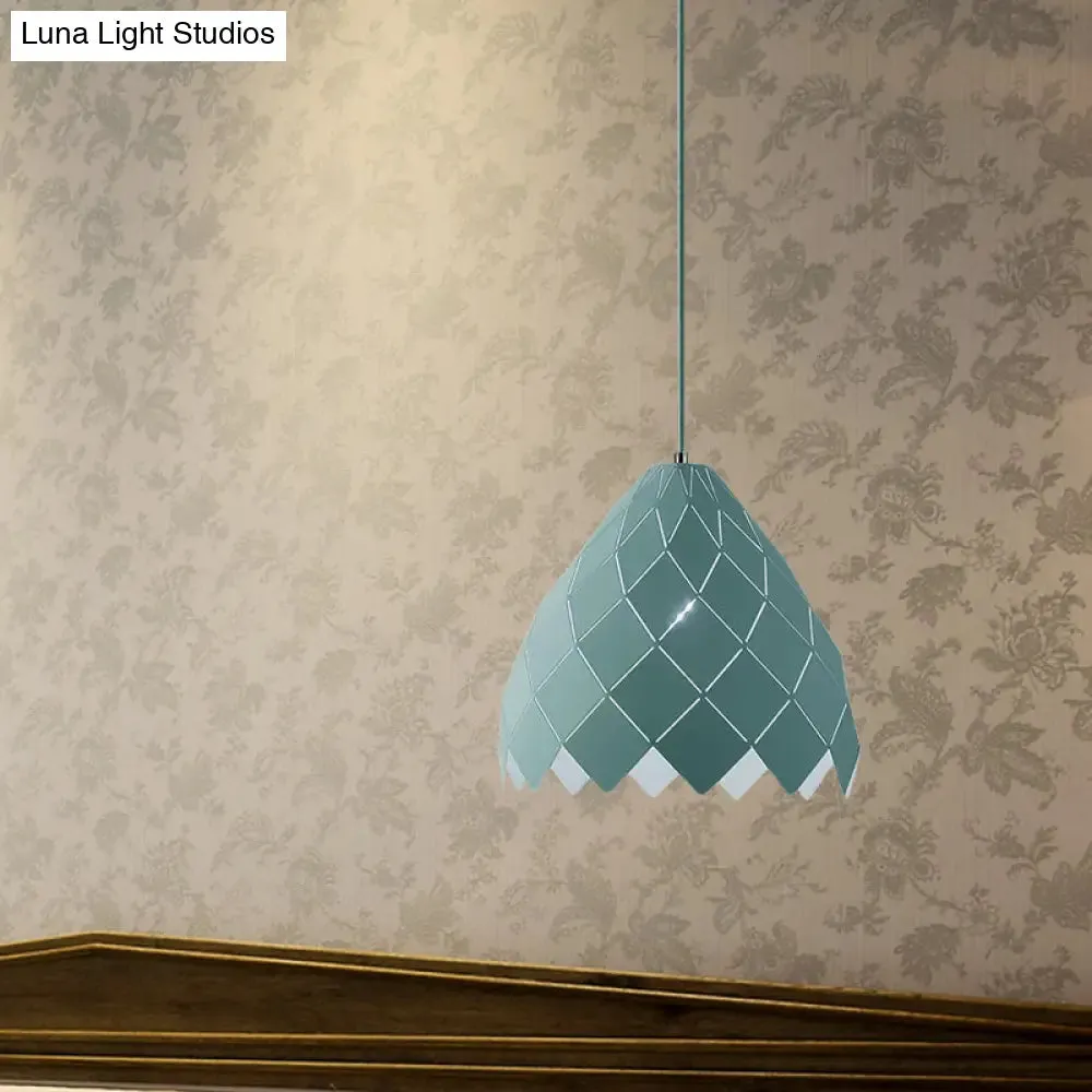 Modern Geometric Splicing Pendant Light - Nordic Metal, 1-Light Pink/Yellow/Green Hanging Fixture