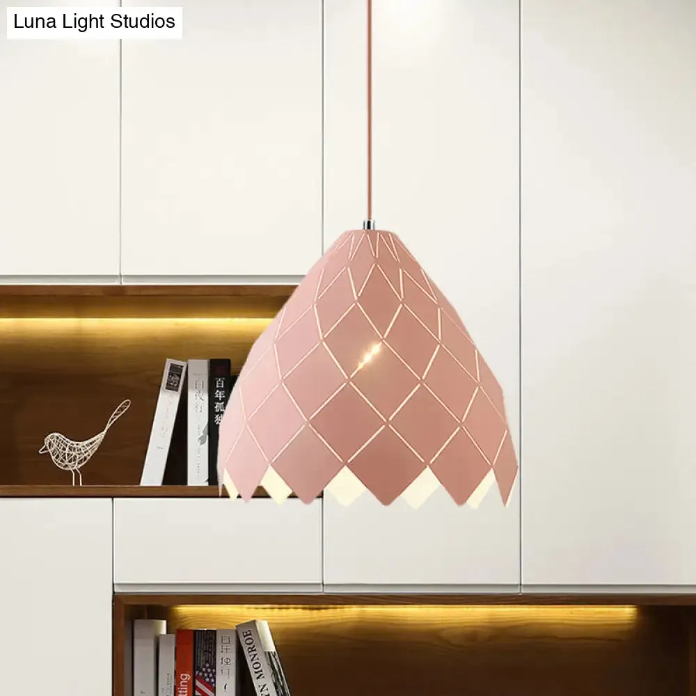 Modern Geometric Splicing Pendant Light - Nordic Metal, 1-Light Pink/Yellow/Green Hanging Fixture