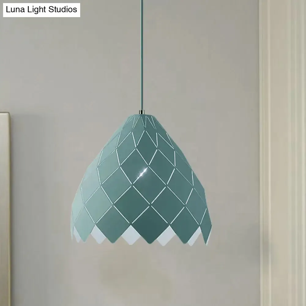 Modern Geometric Splicing Pendant Light - Nordic Metal, 1-Light Pink/Yellow/Green Hanging Fixture