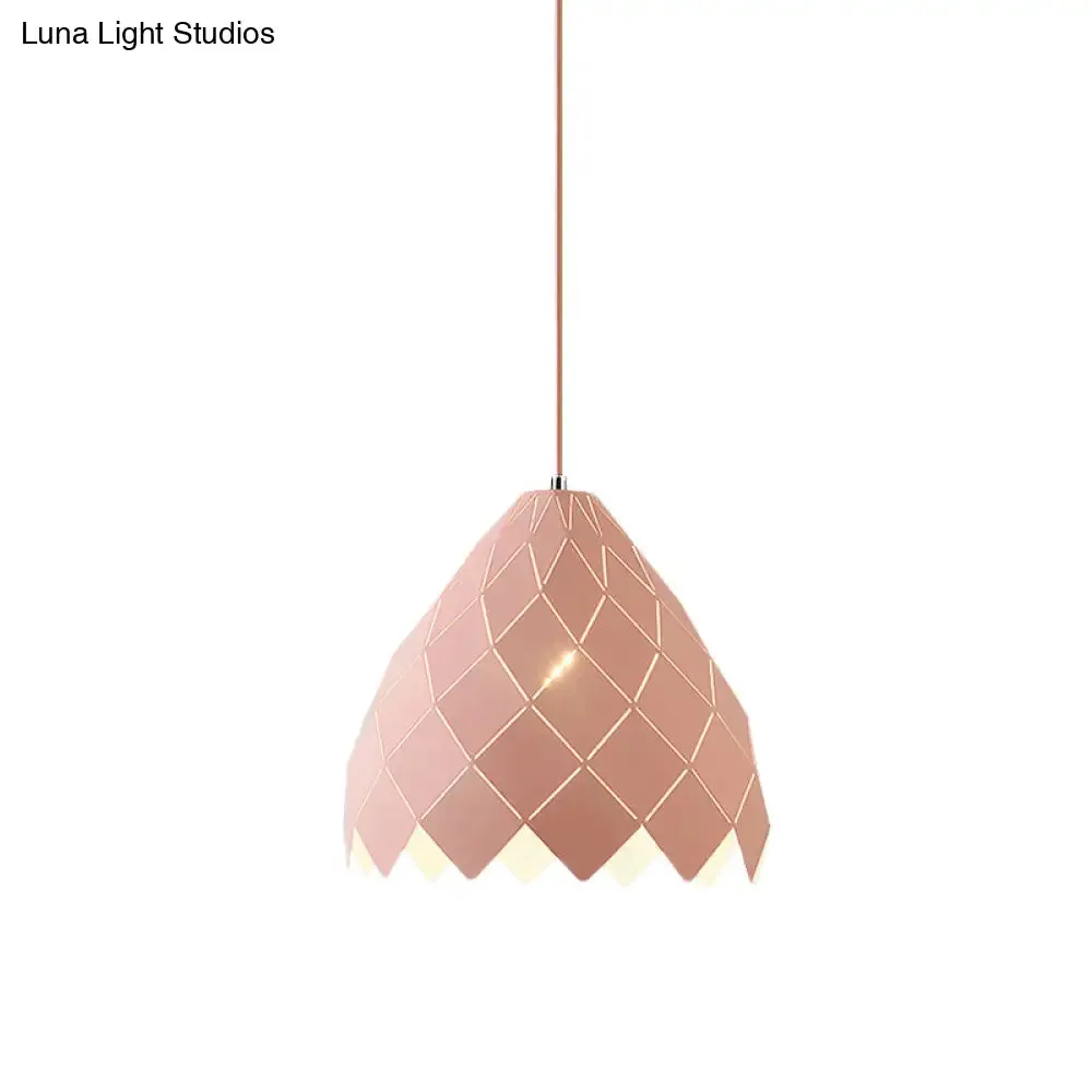 Modern Geometric Splicing Pendant Light - Nordic Metal, 1-Light Pink/Yellow/Green Hanging Fixture