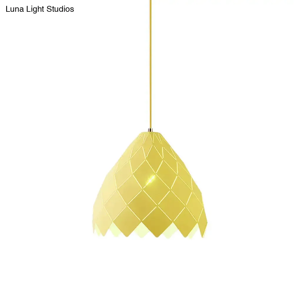 Modern Geometric Splicing Pendant Light - Nordic Metal, 1-Light Pink/Yellow/Green Hanging Fixture