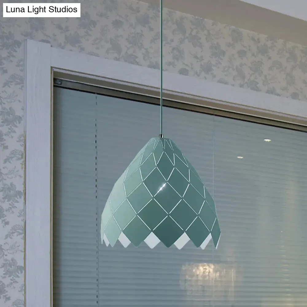 Modern Geometric Splicing Pendant Light - Nordic Metal, 1-Light Pink/Yellow/Green Hanging Fixture