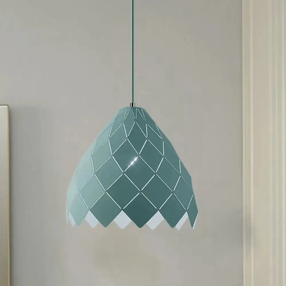 Modern Geometric Splicing Pendant Light - Nordic Metal, 1-Light Pink/Yellow/Green Hanging Fixture