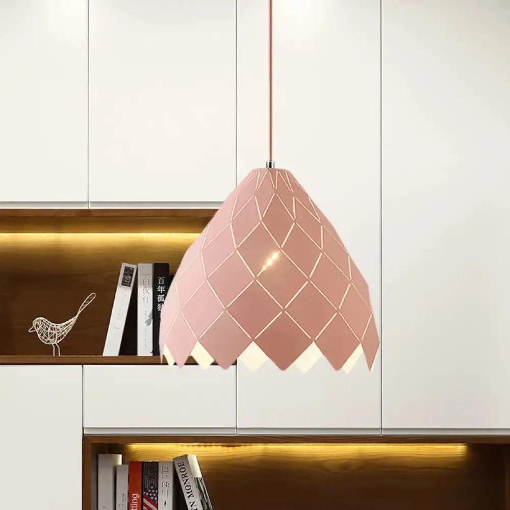 Modern Geometric Splicing Pendant Light - Nordic Metal, 1-Light Pink/Yellow/Green Hanging Fixture