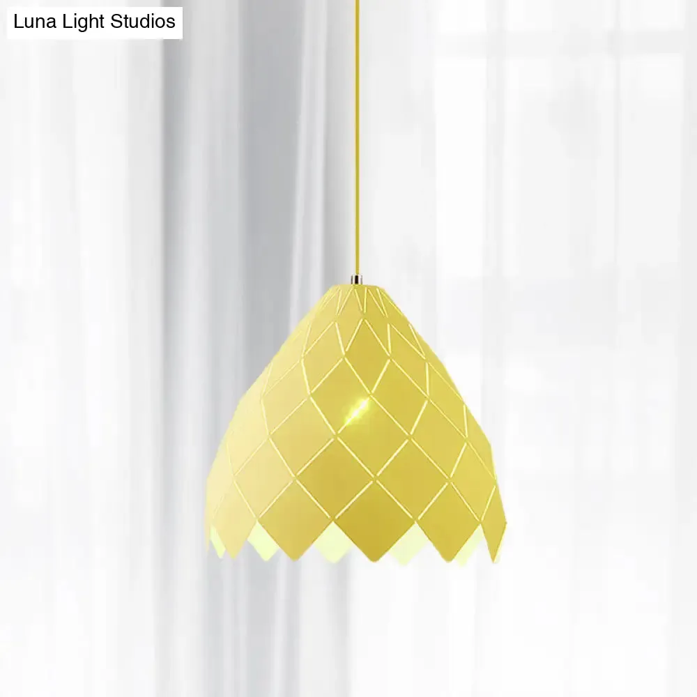 Modern Geometric Splicing Pendant Light - Nordic Metal, 1-Light Pink/Yellow/Green Hanging Fixture