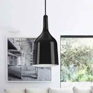 Modern Metal Bell Pendant Light - 6"/8"/10.5" Wide - 1 Light - Black/White/Chrome - Hanging Ceiling Lamp