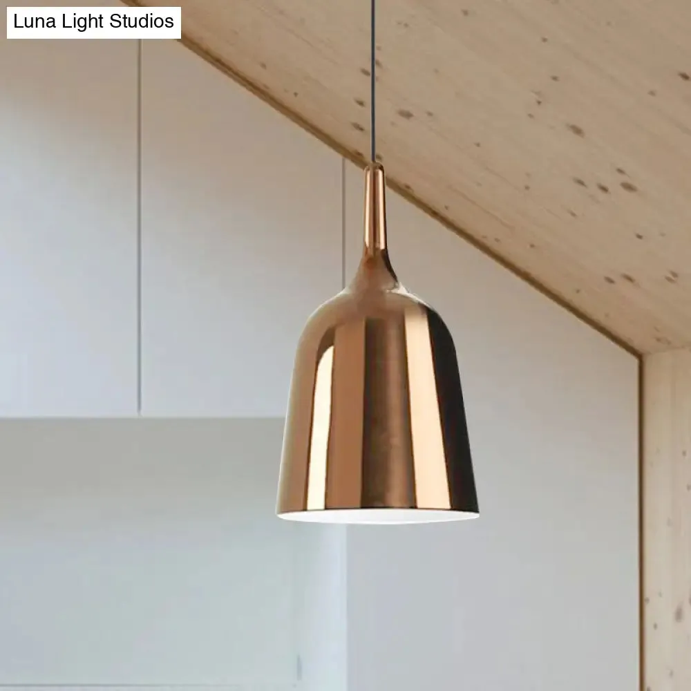Modern Metal Bell Pendant Light - 6"/8"/10.5" Wide - 1 Light - Black/White/Chrome - Hanging Ceiling Lamp