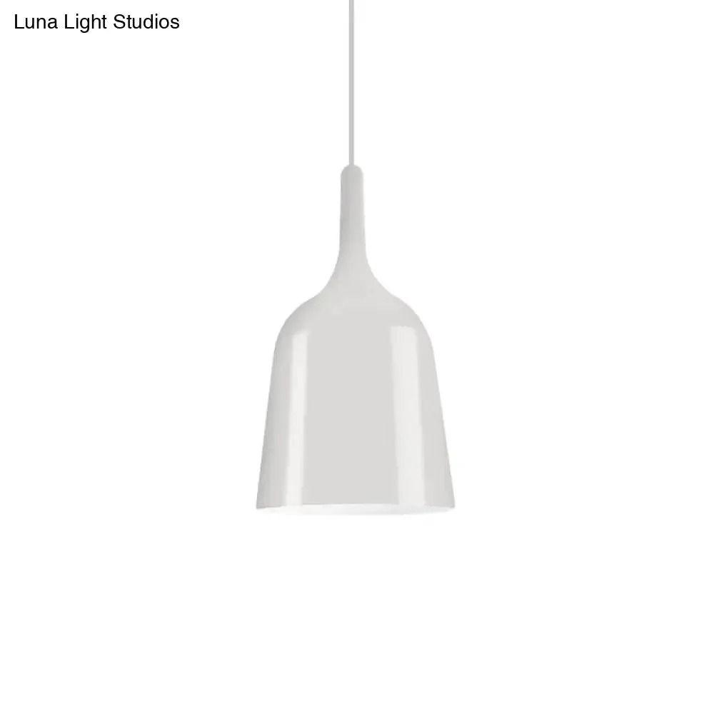 Modern Metal Bell Pendant Light - 6"/8"/10.5" Wide - 1 Light - Black/White/Chrome - Hanging Ceiling Lamp