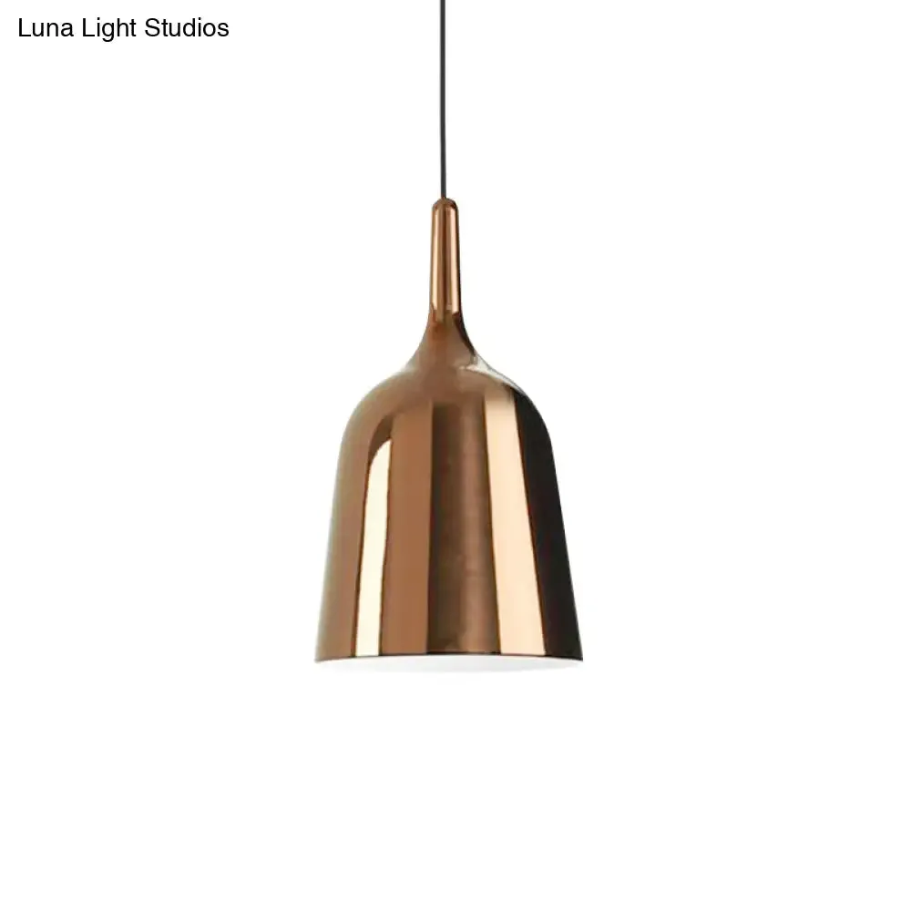 Modern Metal Bell Pendant Light - 6"/8"/10.5" Wide - 1 Light - Black/White/Chrome - Hanging Ceiling Lamp