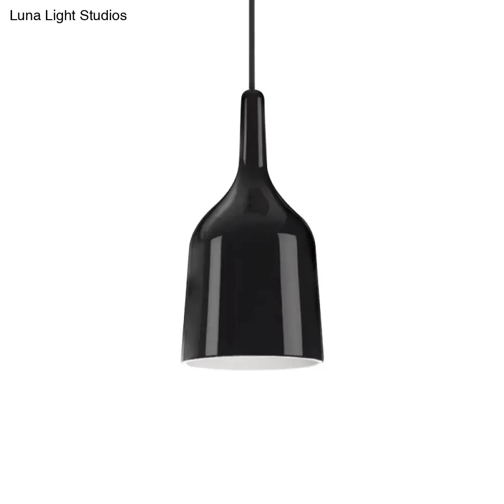 Modern Metal Bell Pendant Light - 6"/8"/10.5" Wide - 1 Light - Black/White/Chrome - Hanging Ceiling Lamp