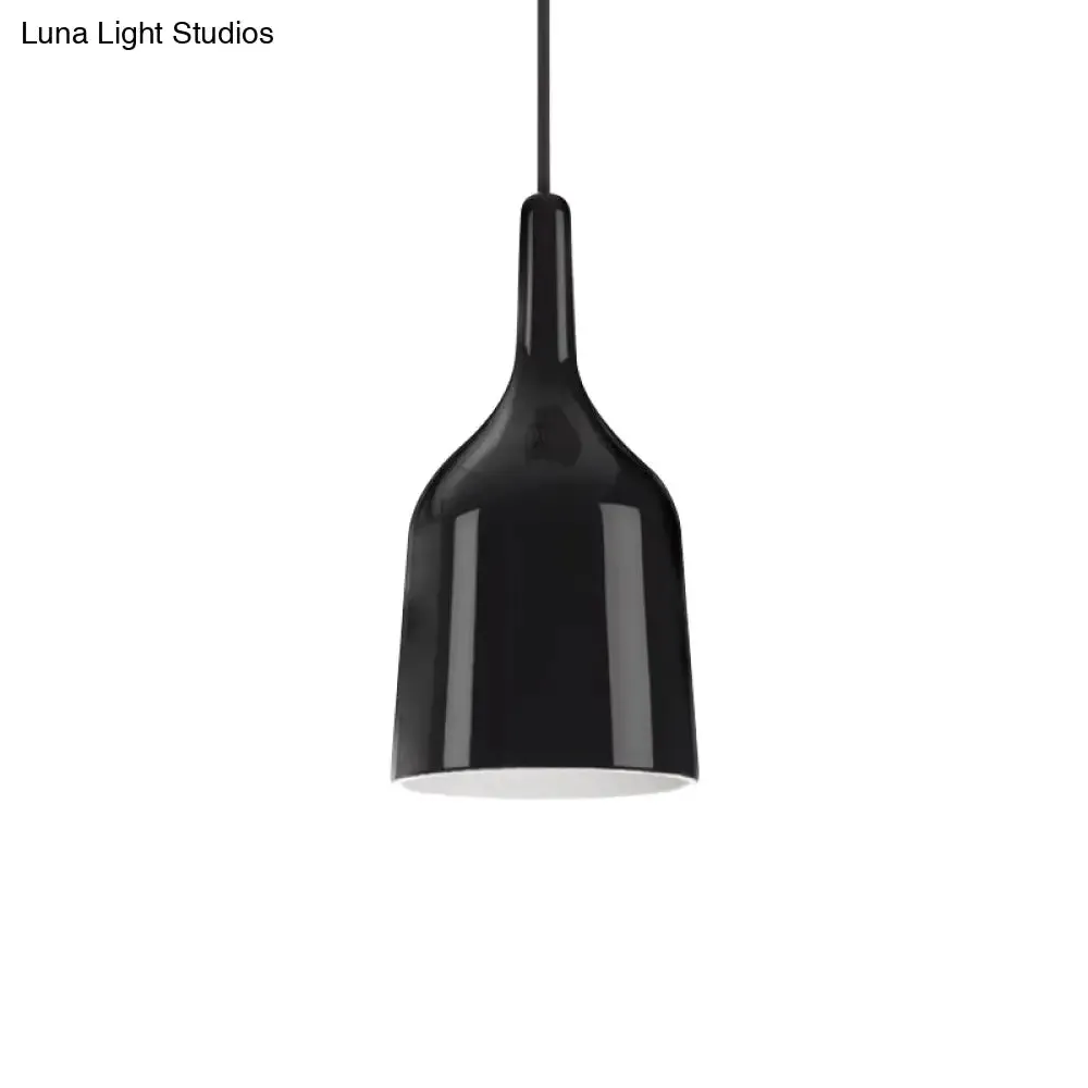Modern Metal Bell Pendant Light - 6"/8"/10.5" Wide - 1 Light - Black/White/Chrome - Hanging Ceiling Lamp